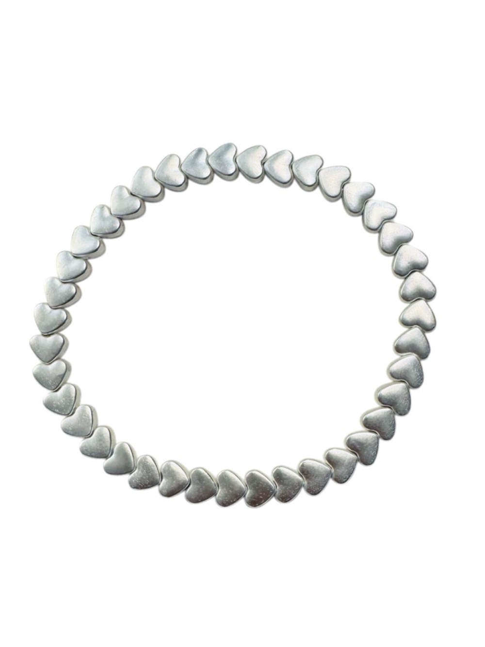 NWOT Heart Matte Finish Silver Plated Elastic Band Stretch Bracelet